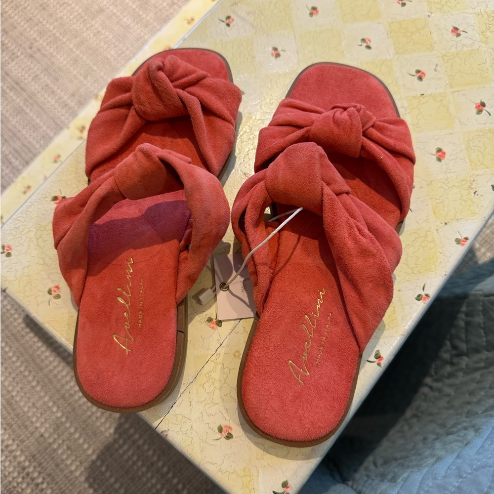 Avellini Red Knotted Slide Sandals